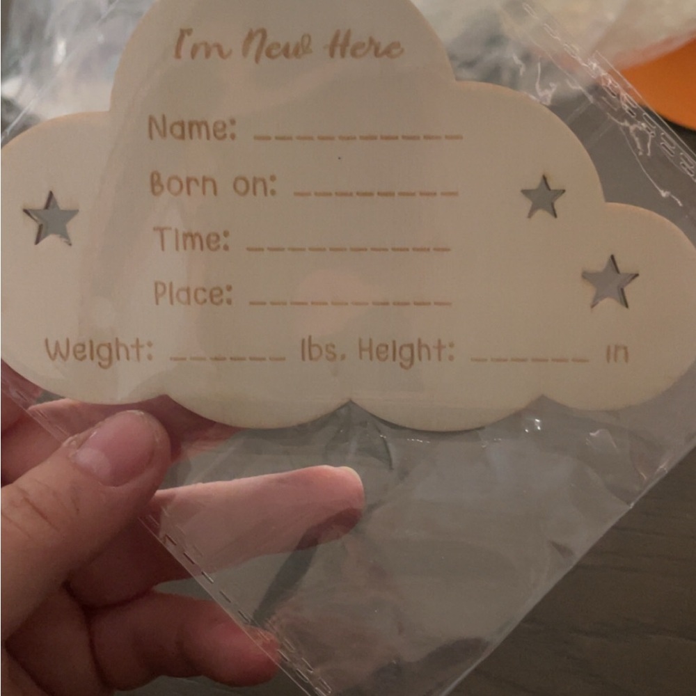 Wooden Cloud Baby Announcement Sign